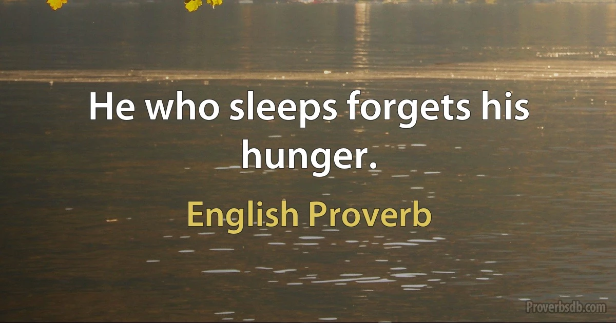 He who sleeps forgets his hunger. (English Proverb)