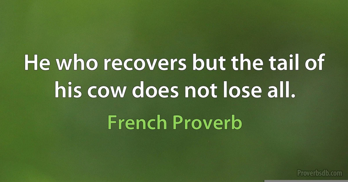 He who recovers but the tail of his cow does not lose all. (French Proverb)