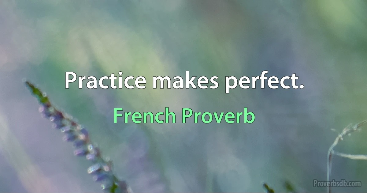 Practice makes perfect. (French Proverb)