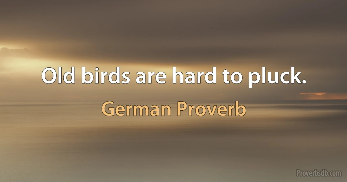 Old birds are hard to pluck. (German Proverb)