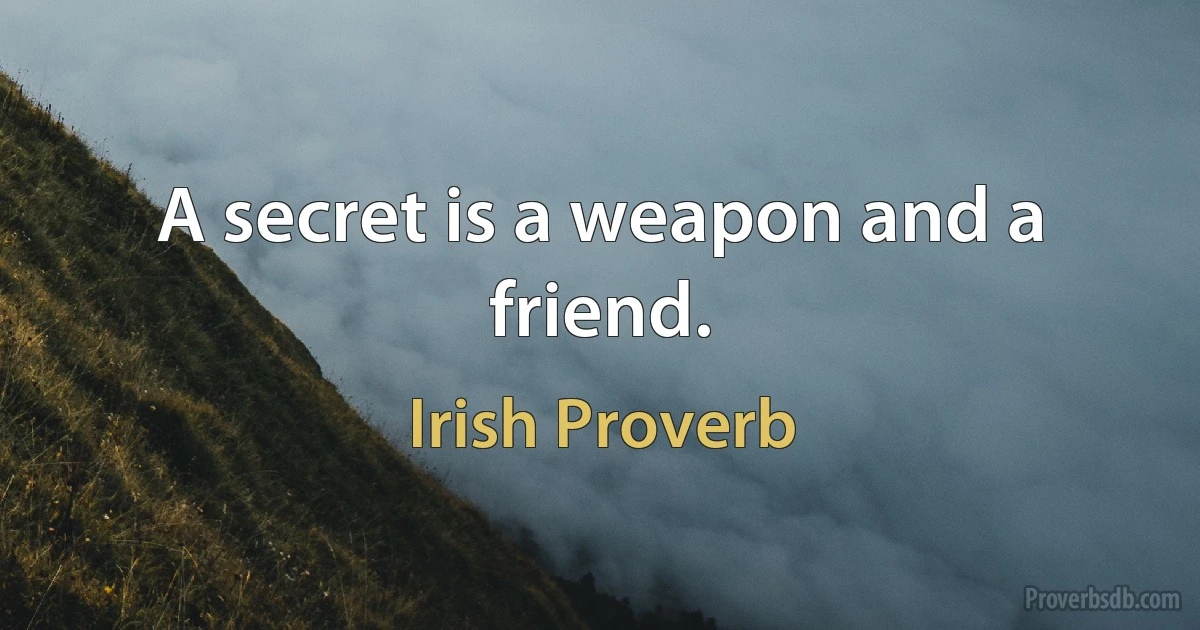 A secret is a weapon and a friend. (Irish Proverb)