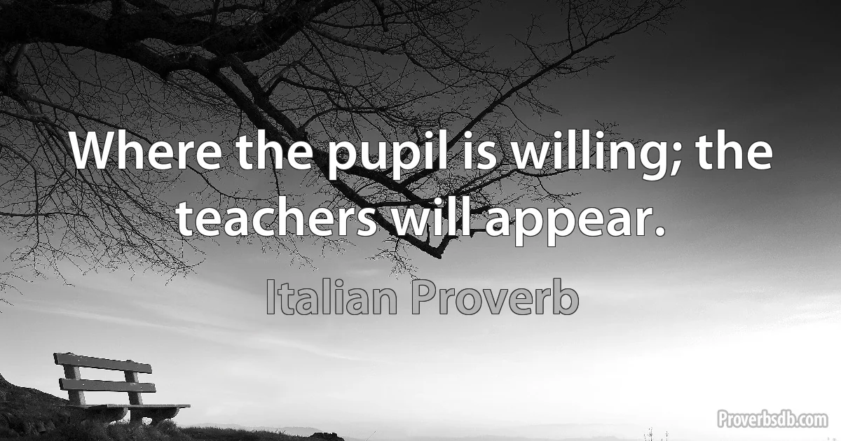 Where the pupil is willing; the teachers will appear. (Italian Proverb)