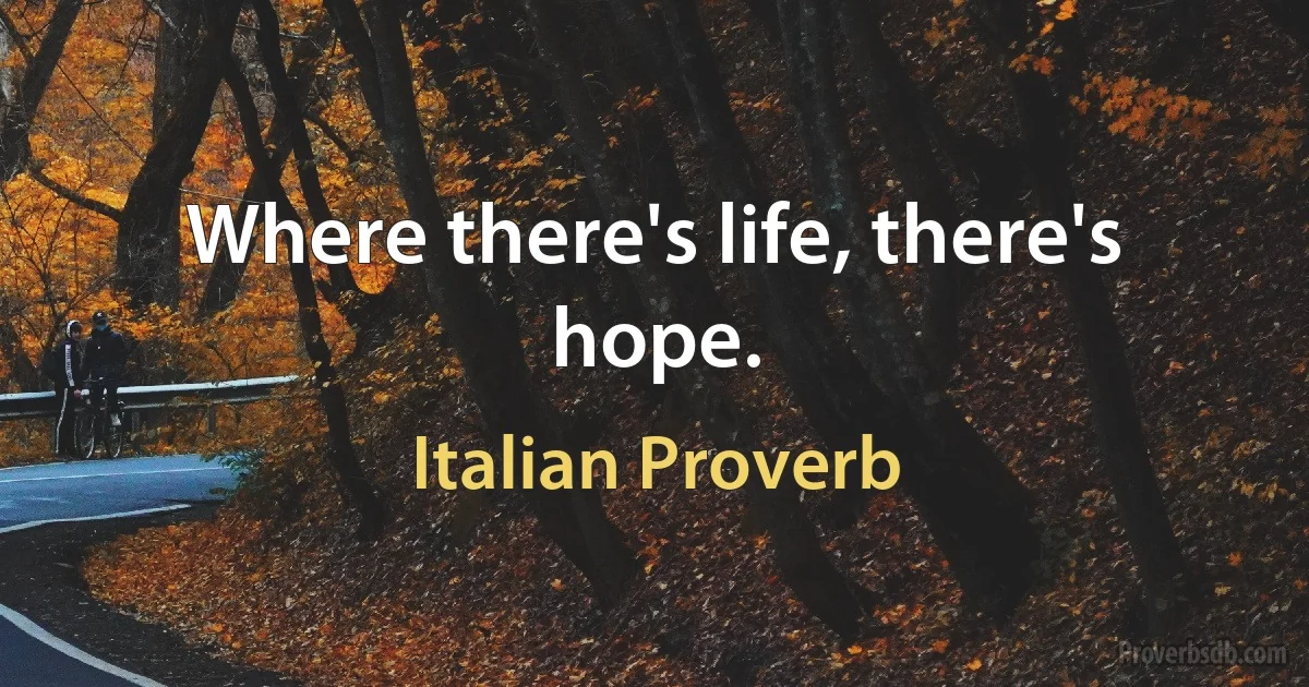 Where there's life, there's hope. (Italian Proverb)