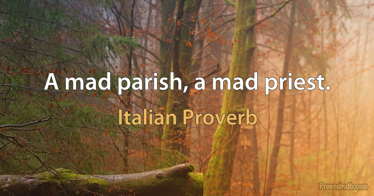 A mad parish, a mad priest. (Italian Proverb)