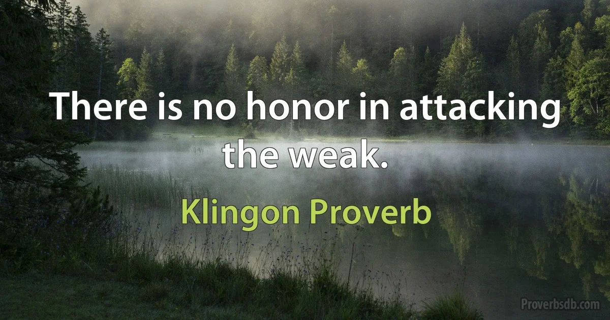 There is no honor in attacking the weak. (Klingon Proverb)