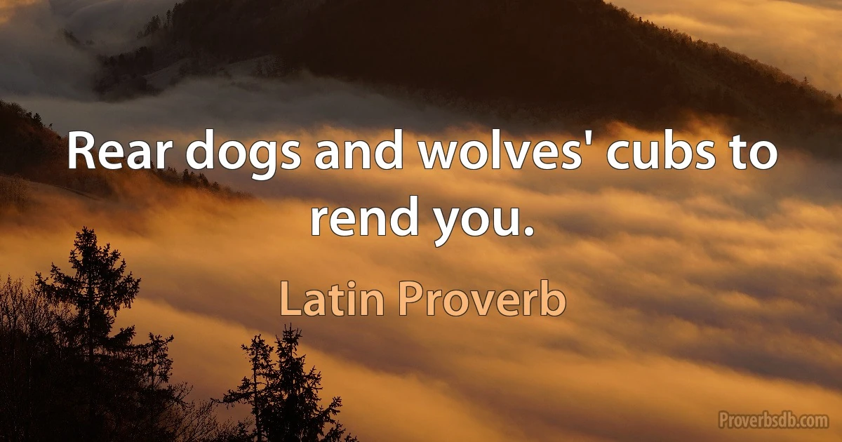 Rear dogs and wolves' cubs to rend you. (Latin Proverb)