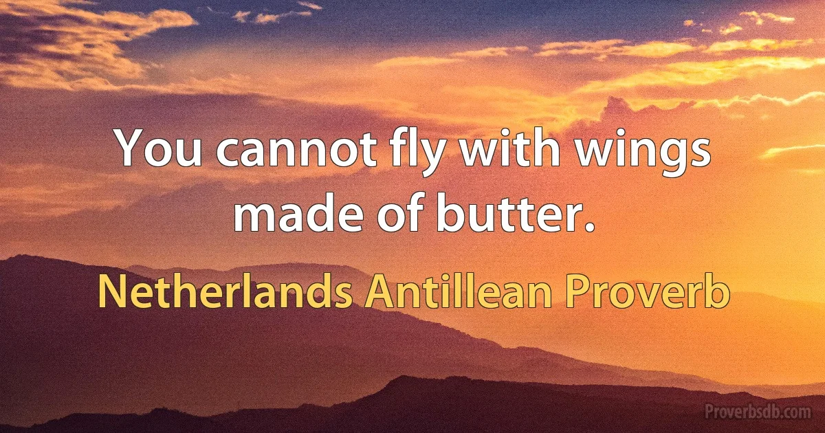 You cannot fly with wings made of butter. (Netherlands Antillean Proverb)