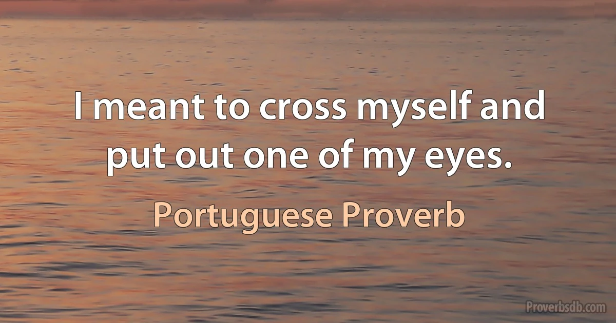 I meant to cross myself and put out one of my eyes. (Portuguese Proverb)