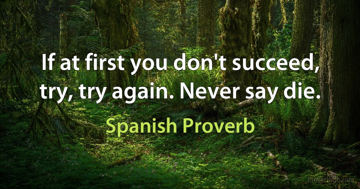 If at first you don't succeed, try, try again. Never say die. (Spanish Proverb)