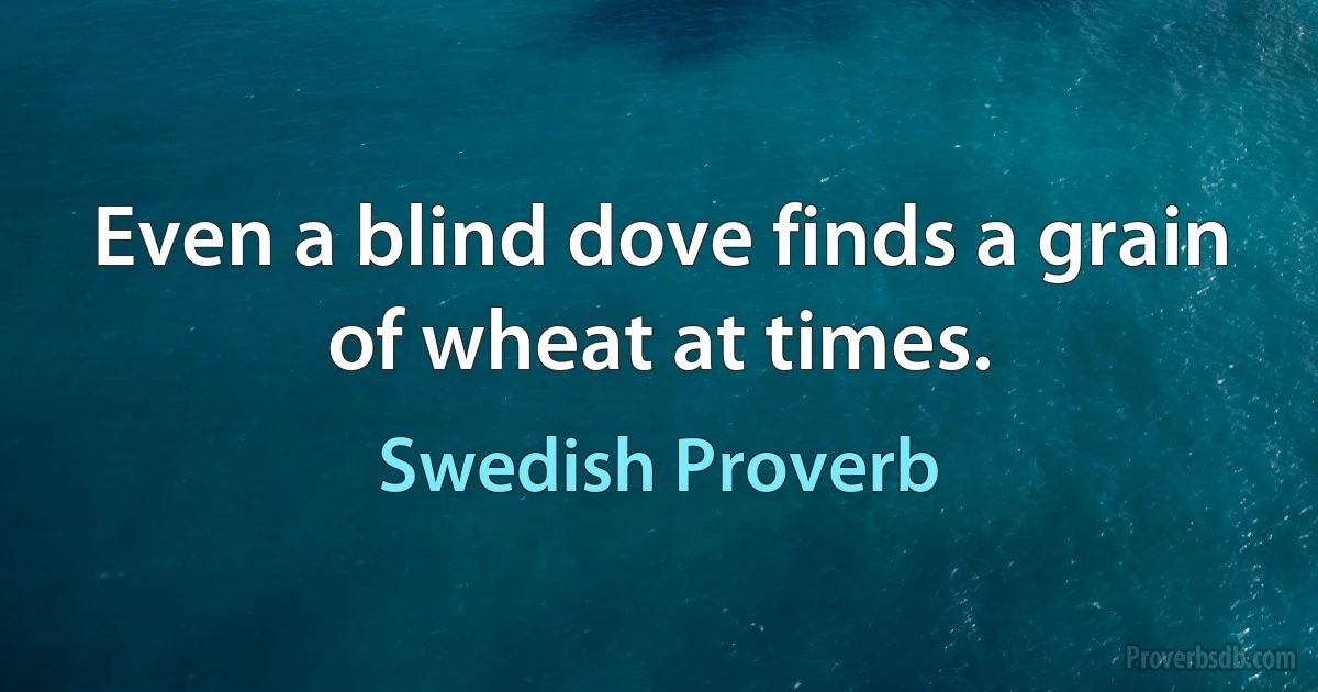 Even a blind dove finds a grain of wheat at times. (Swedish Proverb)