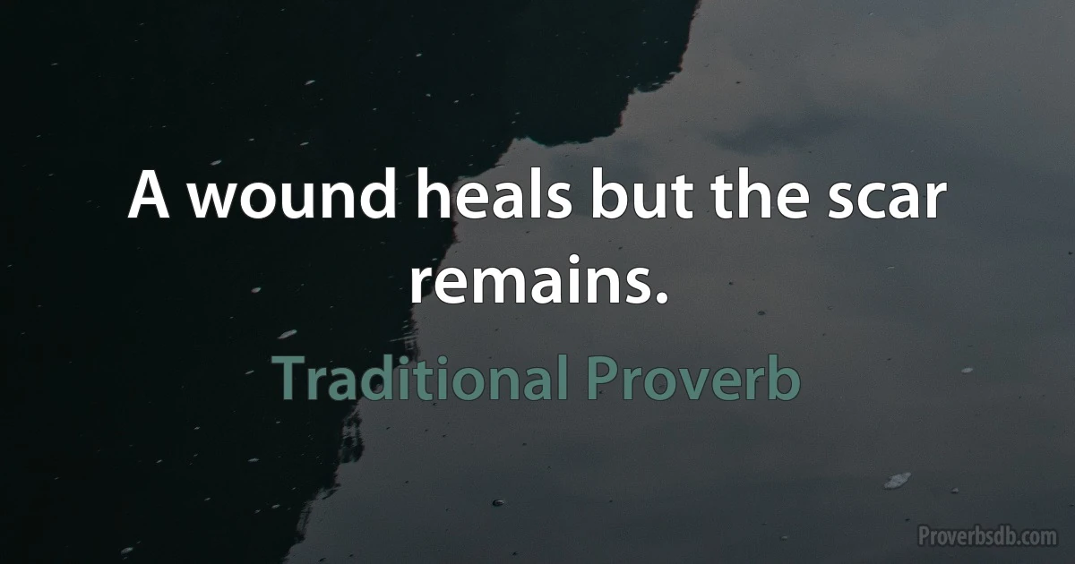 A wound heals but the scar remains. (Traditional Proverb)