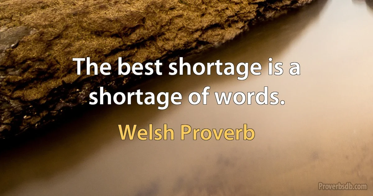 The best shortage is a shortage of words. (Welsh Proverb)