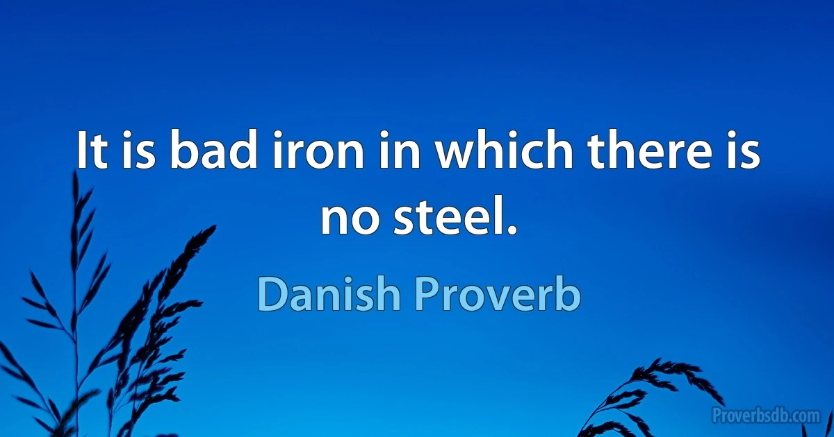 It is bad iron in which there is no steel. (Danish Proverb)