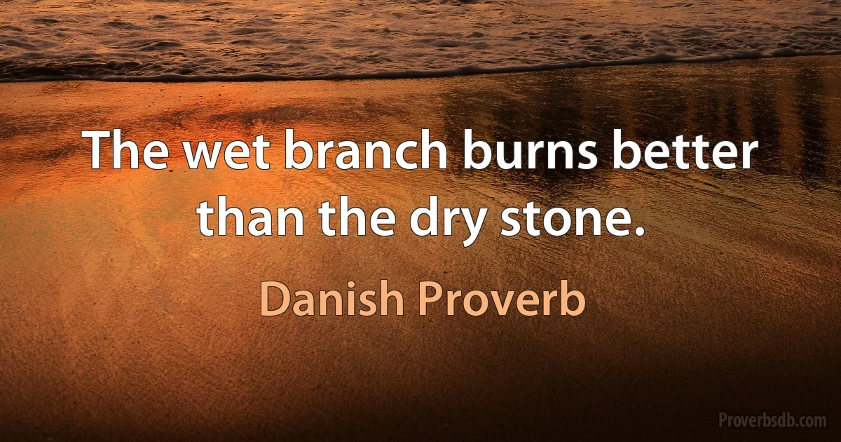 The wet branch burns better than the dry stone. (Danish Proverb)