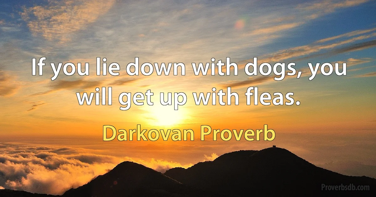 If you lie down with dogs, you will get up with fleas. (Darkovan Proverb)