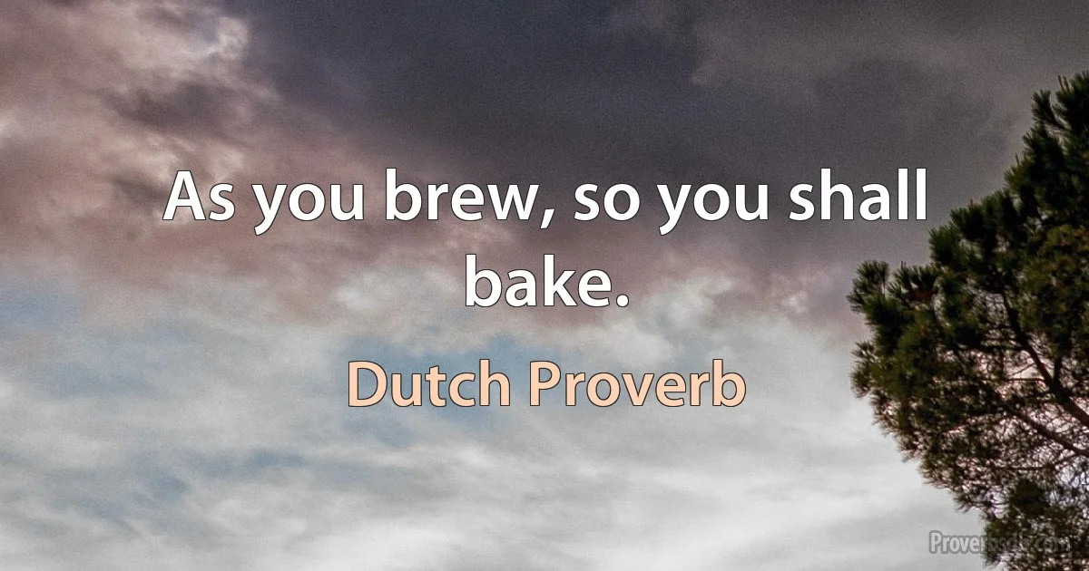 As you brew, so you shall bake. (Dutch Proverb)