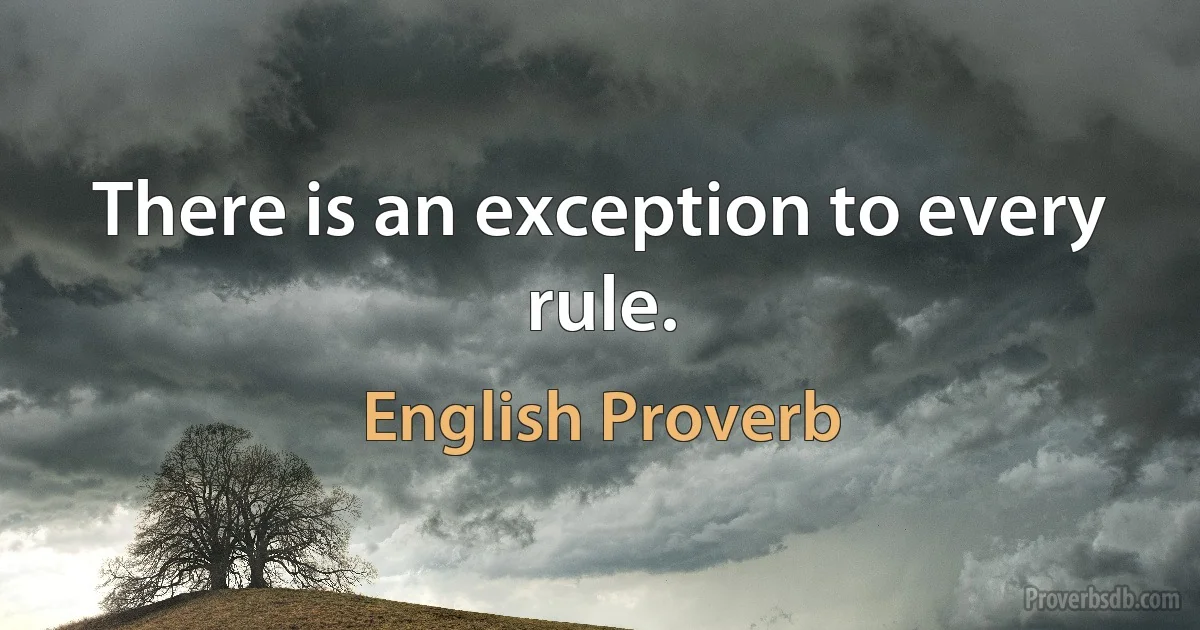 There is an exception to every rule. (English Proverb)