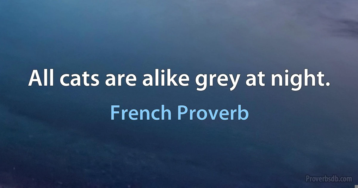 All cats are alike grey at night. (French Proverb)