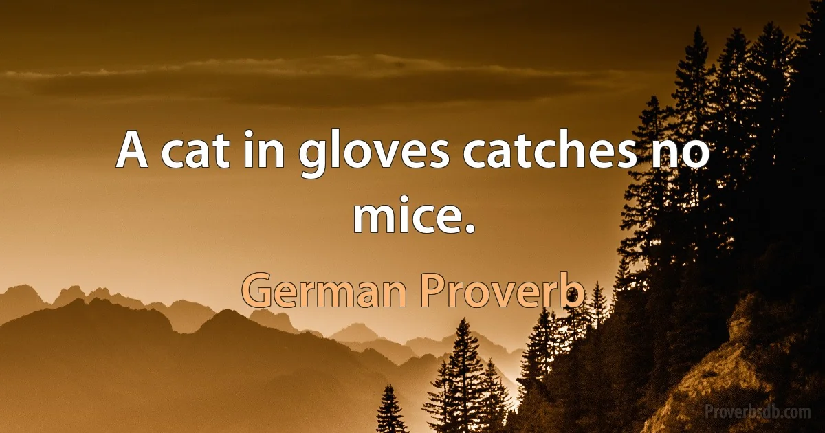 A cat in gloves catches no mice. (German Proverb)