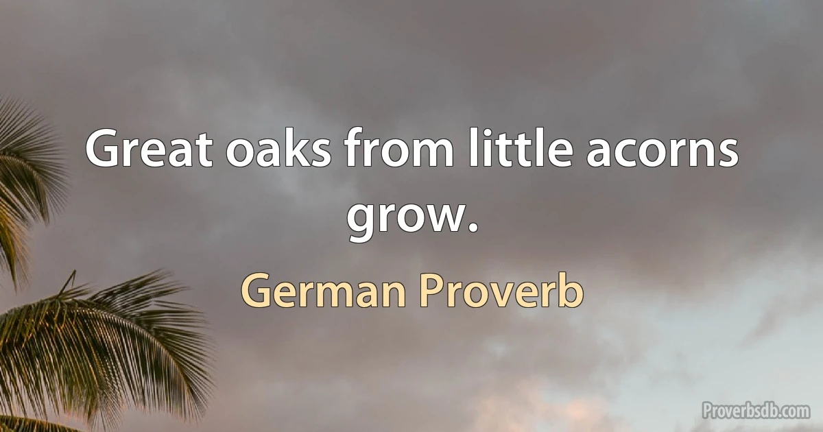 Great oaks from little acorns grow. (German Proverb)