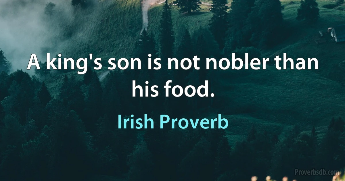 A king's son is not nobler than his food. (Irish Proverb)