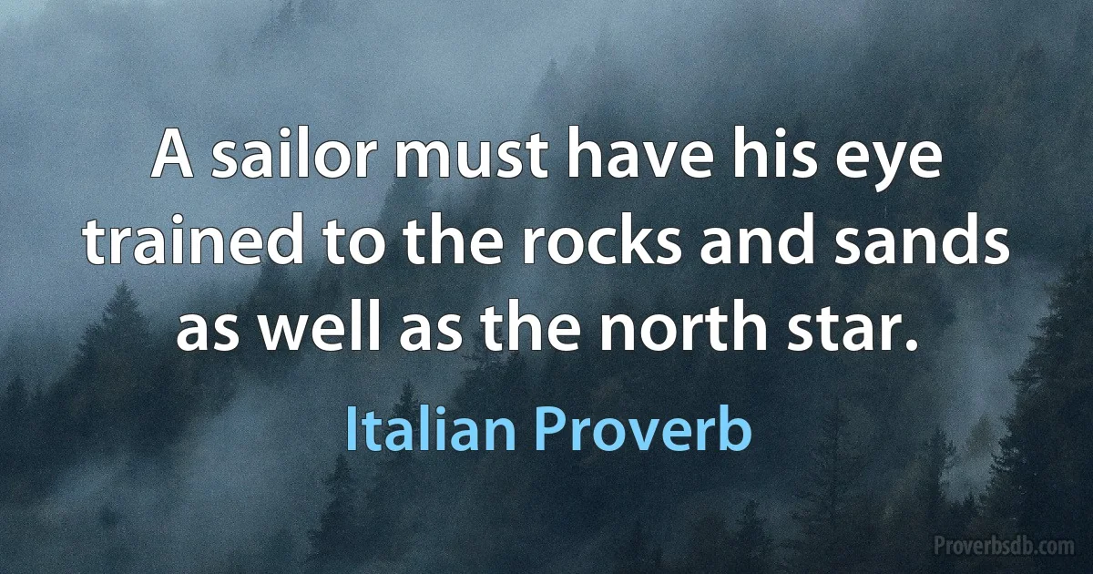 A sailor must have his eye trained to the rocks and sands as well as the north star. (Italian Proverb)