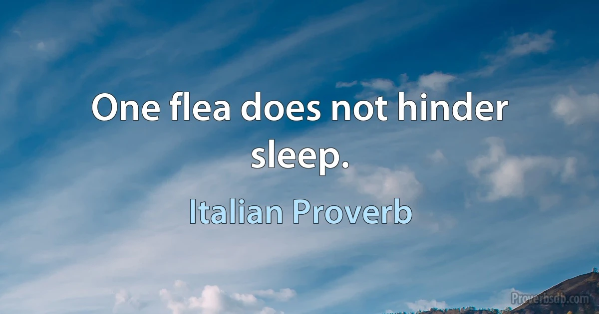 One flea does not hinder sleep. (Italian Proverb)