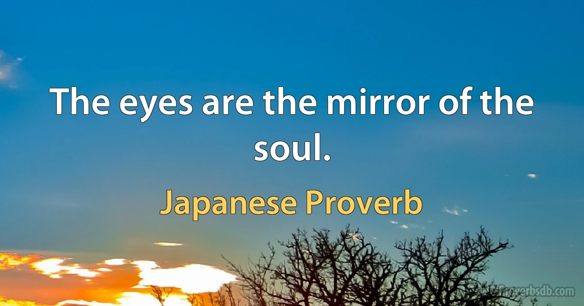 The eyes are the mirror of the soul. (Japanese Proverb)