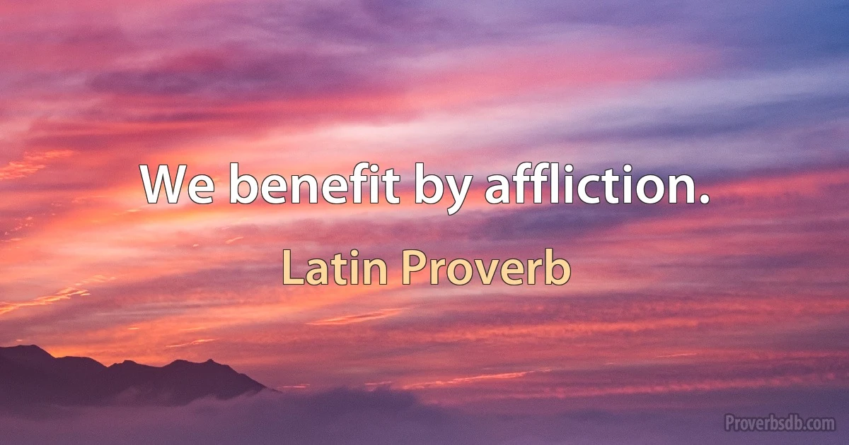 We benefit by affliction. (Latin Proverb)