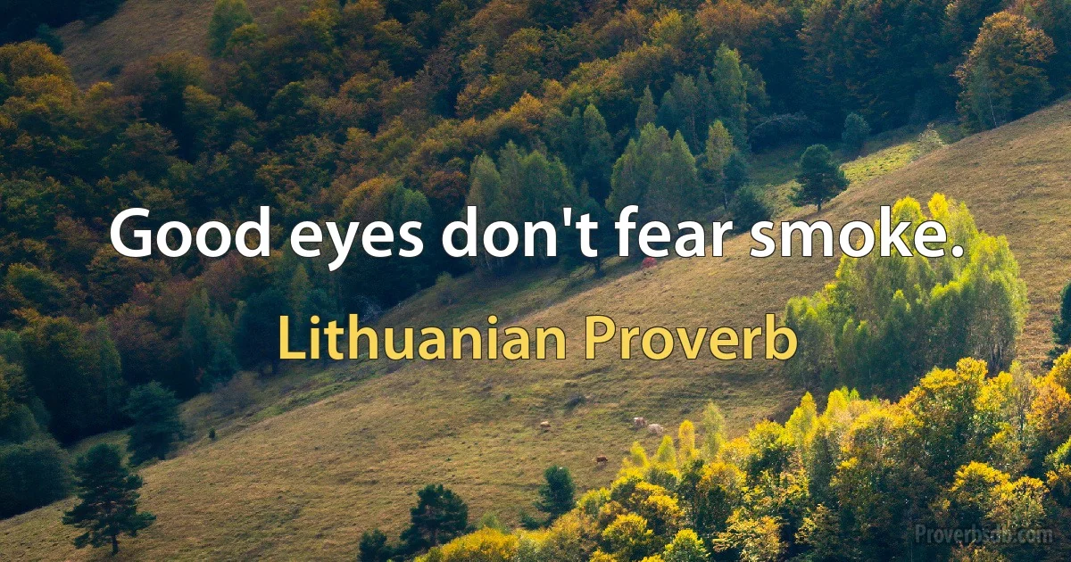 Good eyes don't fear smoke. (Lithuanian Proverb)