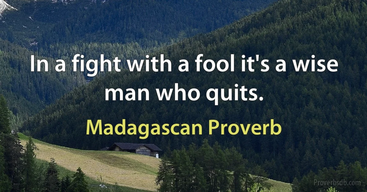 In a fight with a fool it's a wise man who quits. (Madagascan Proverb)