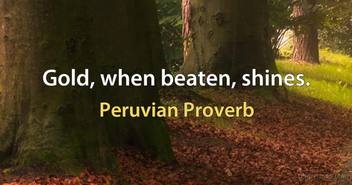 Gold, when beaten, shines. (Peruvian Proverb)