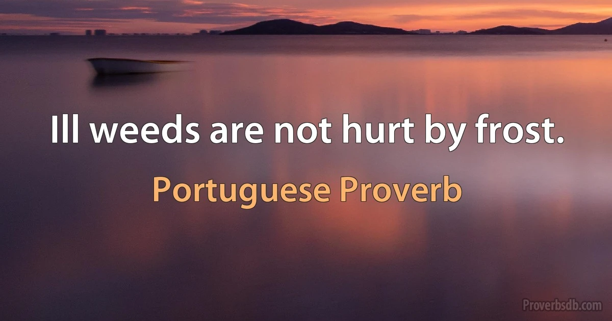 Ill weeds are not hurt by frost. (Portuguese Proverb)