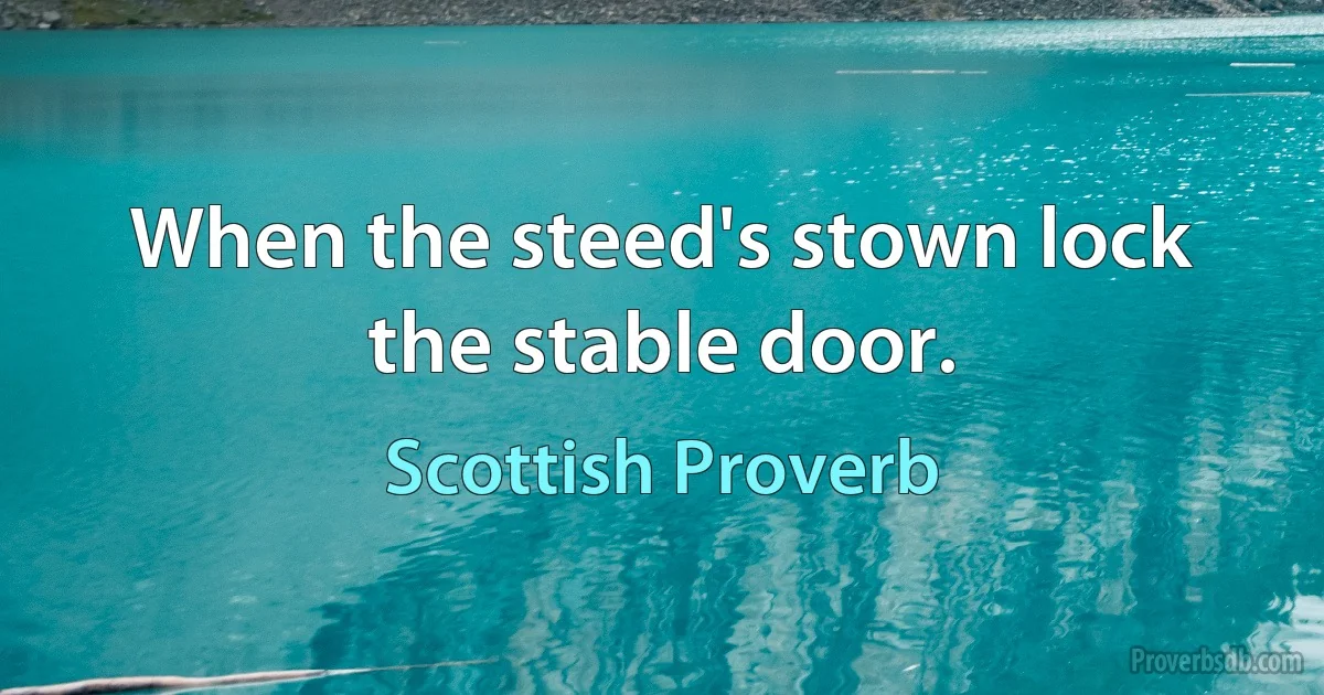 When the steed's stown lock the stable door. (Scottish Proverb)