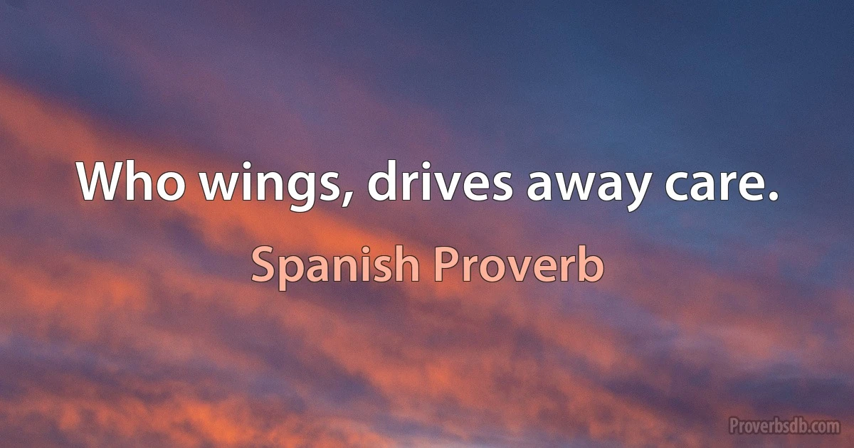 Who wings, drives away care. (Spanish Proverb)