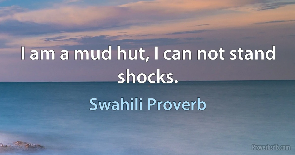 I am a mud hut, I can not stand shocks. (Swahili Proverb)