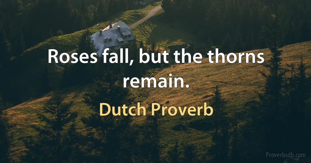 Roses fall, but the thorns remain. (Dutch Proverb)