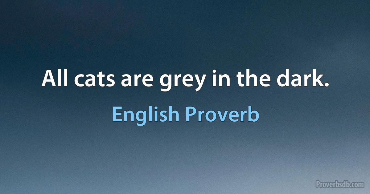 All cats are grey in the dark. (English Proverb)