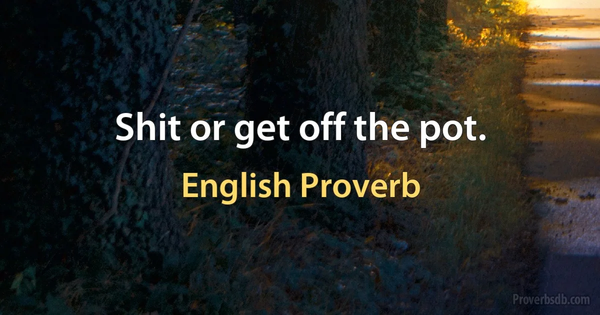 Shit or get off the pot. (English Proverb)