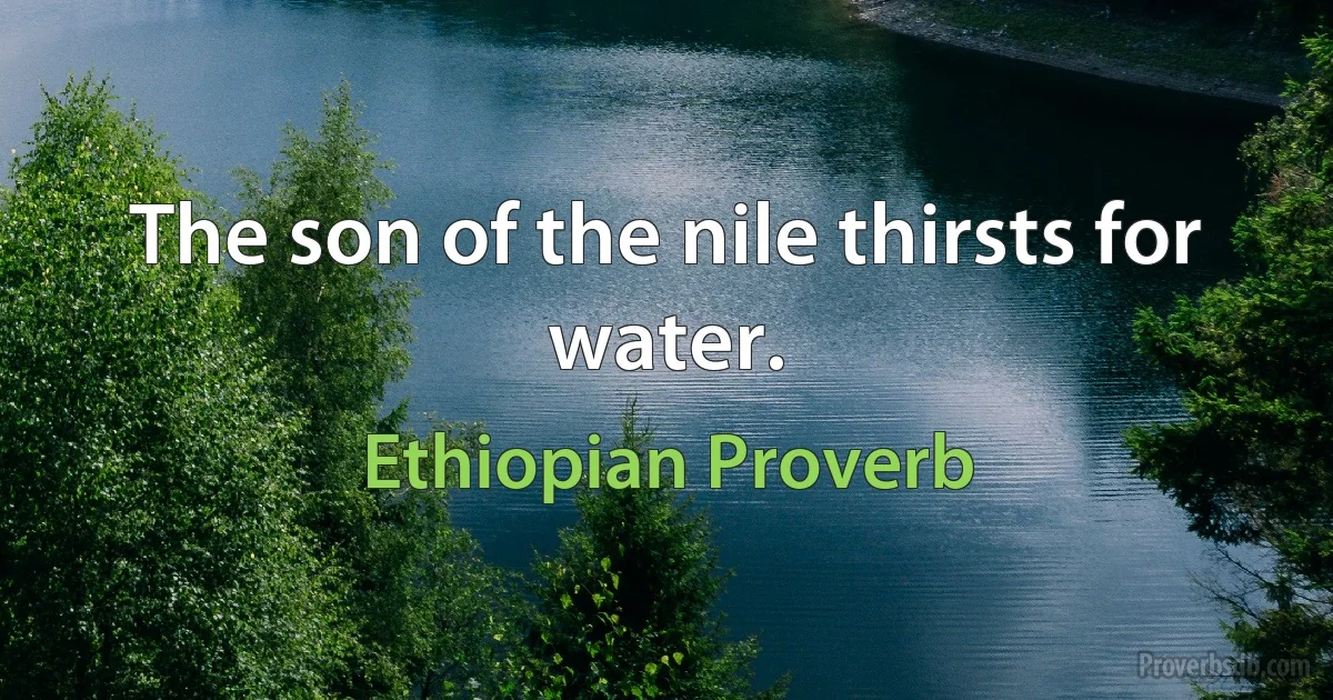 The son of the nile thirsts for water. (Ethiopian Proverb)