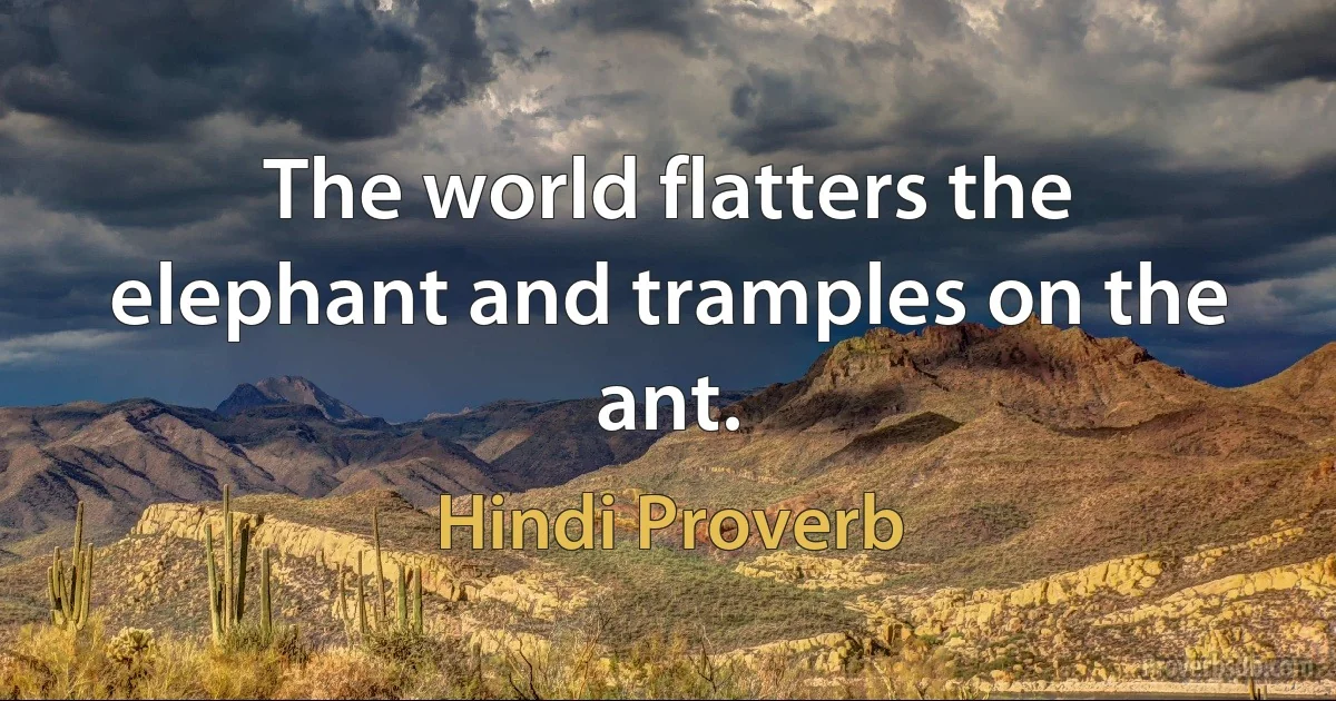 The world flatters the elephant and tramples on the ant. (Hindi Proverb)