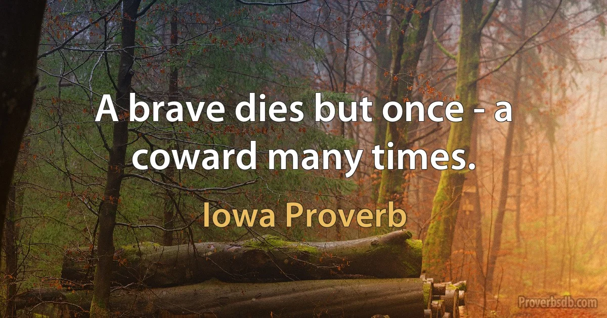 A brave dies but once - a coward many times. (Iowa Proverb)