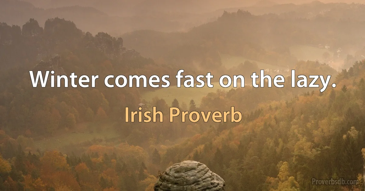 Winter comes fast on the lazy. (Irish Proverb)