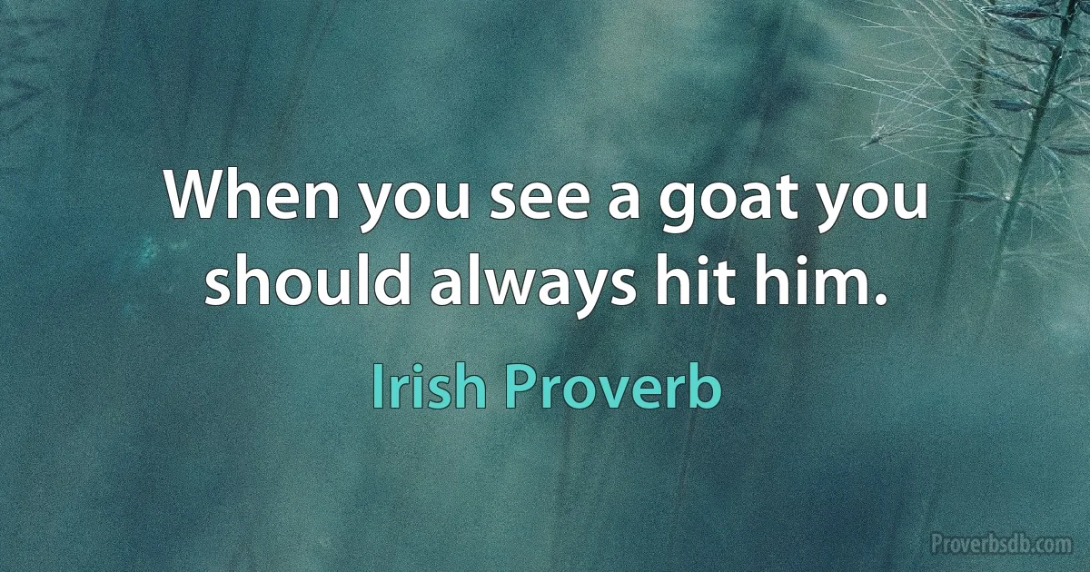 When you see a goat you should always hit him. (Irish Proverb)