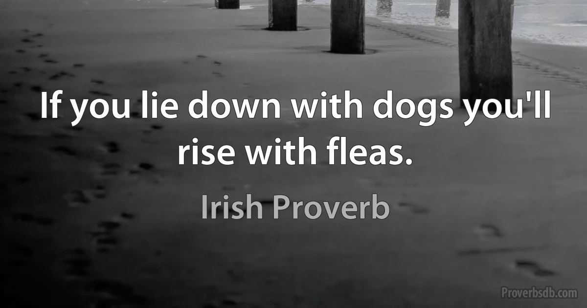 If you lie down with dogs you'll rise with fleas. (Irish Proverb)