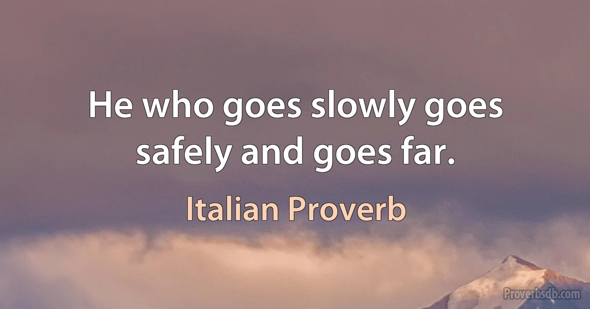 He who goes slowly goes safely and goes far. (Italian Proverb)