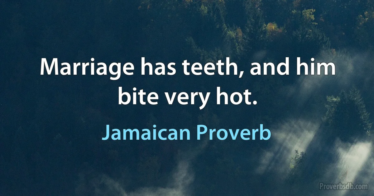 Marriage has teeth, and him bite very hot. (Jamaican Proverb)