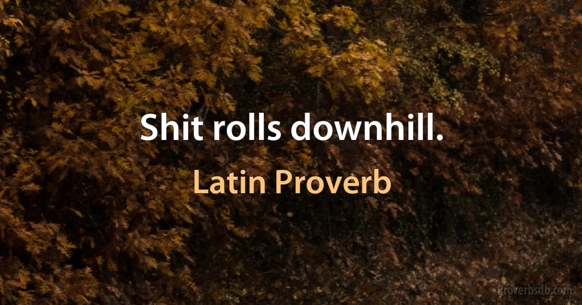 Shit rolls downhill. (Latin Proverb)