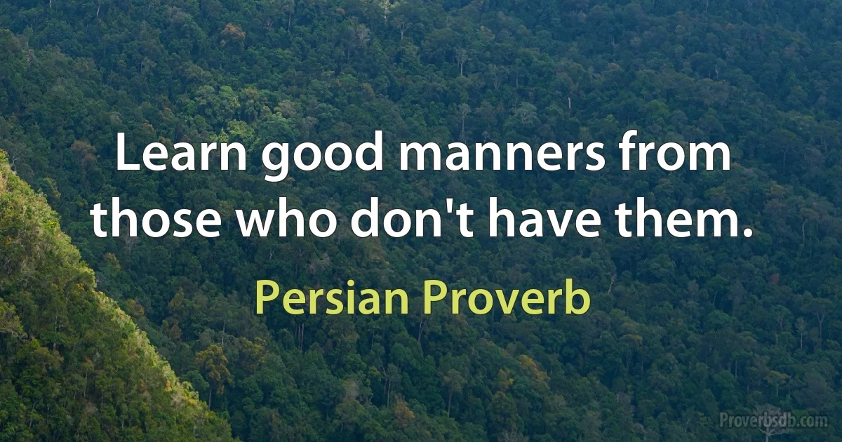 Learn good manners from those who don't have them. (Persian Proverb)