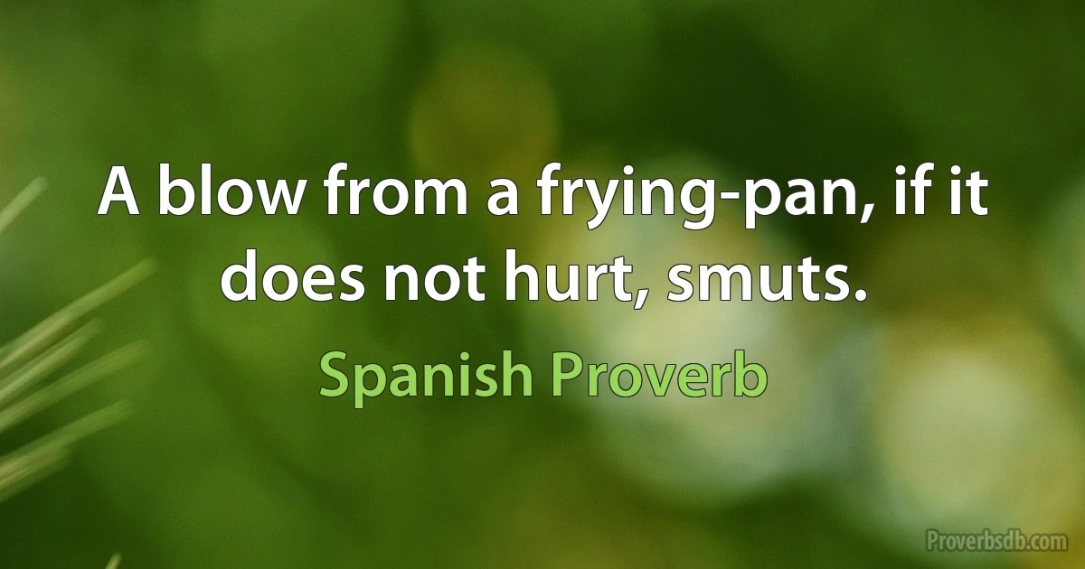 A blow from a frying-pan, if it does not hurt, smuts. (Spanish Proverb)